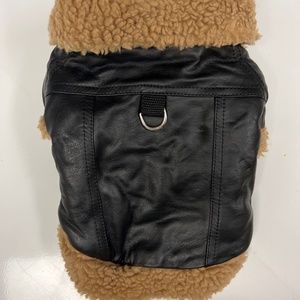 Faux leather bomber with cozy lining, never worn